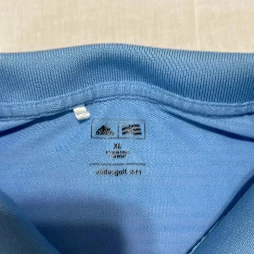 Adidas Polo Shirt Mens XL Blue Striped Short Sleeve Golf